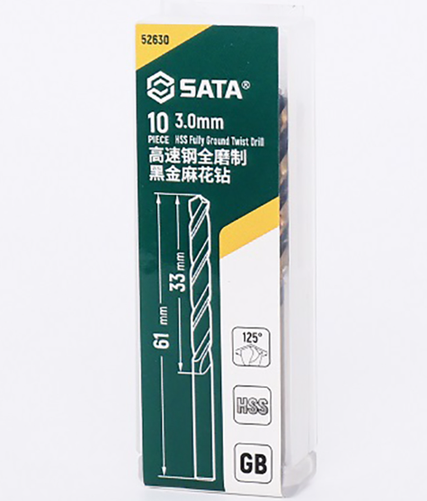 世达工具 52630 10件套高速钢全磨制黑金麻花钻3.0MM