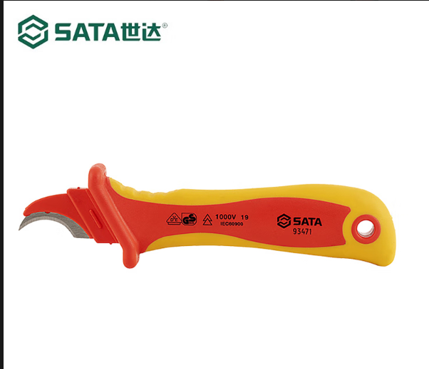 世达工具 93471 VDE弯刃式绝缘电缆剥线刀-把