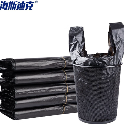 海斯迪克 HZL-92 背心手提式垃圾袋40*60cm（50只/包）-黑色