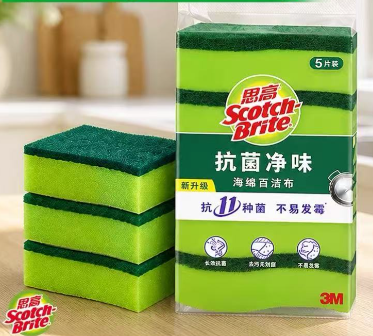 3M S6225 思高抗菌净味海绵 百洁布5片装-箱