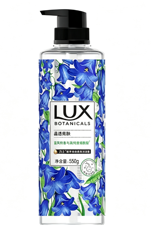 力士(LUX) 晶透亮肤 植萃精油香氛沐浴露（蓝风铃香与高纯度烟酰胺)-550g