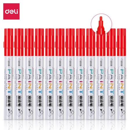 得力（DELI） S558 油漆笔（红色）12只/盒-盒