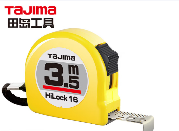 田岛 1001-0033 HI-LOCK/16-3.5m卷尺黄色双面JIS标记丙烯基尺带有口有带吸塑-把