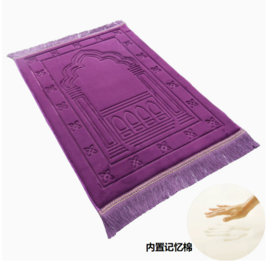 汇泰毯业 法兰绒面料 祷告垫压花带流苏慢回弹-紫色