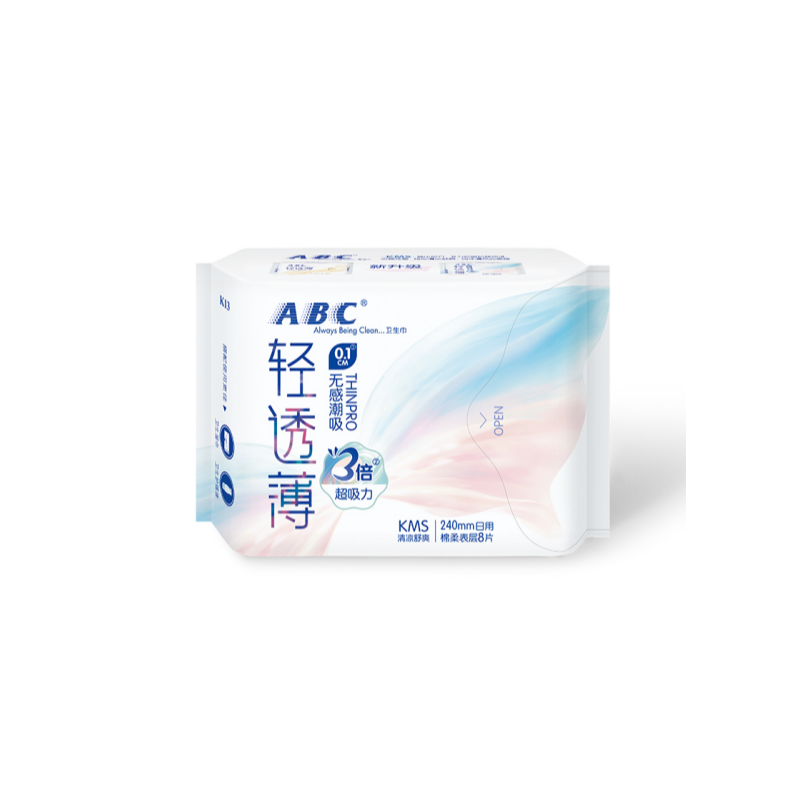  ABC K13 轻透薄棉柔240mm日用8片（含KMS) 
