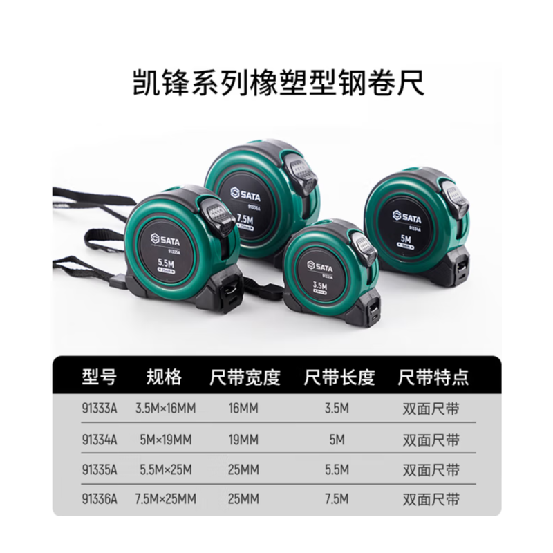 世达工具 91335A 凯锋系列橡塑型钢卷尺5.5M×25MM