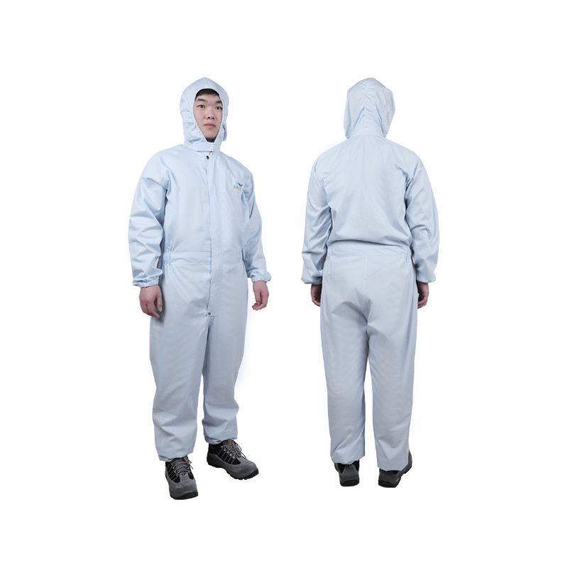 君御 YH-L2-12 益海嘉里定制防静电连体工作服 浅蓝色 绣字 包装油车间