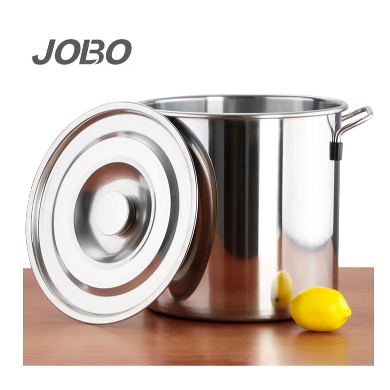 巨博（JOBO） 商用汤锅加厚不锈钢桶带盖子35cm汤桶储物桶油水米面桶斜身桶 35*35cm
