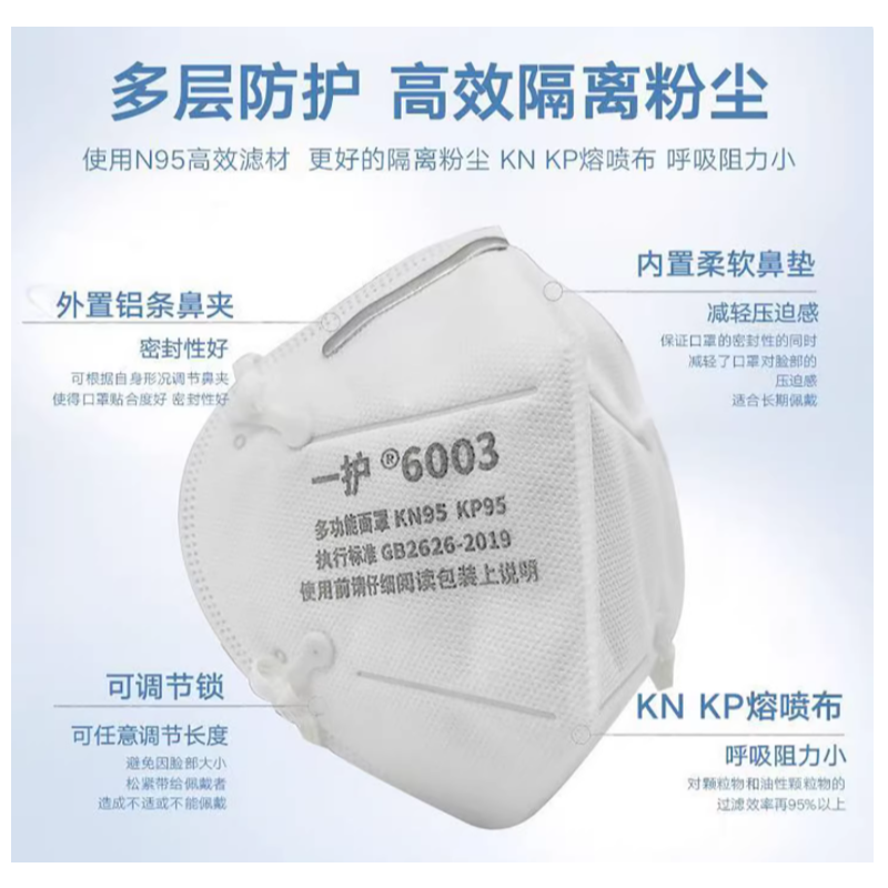 一护 6003 折叠式防尘口罩  KP95-耳戴式