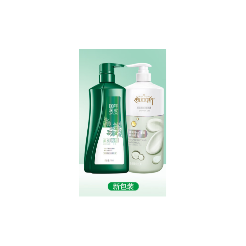 100年润发 750ML100年润发柔亮去屑调理洗发露N5+700g西亚斯浪漫邂逅香 浴露N2-套装 - 100年润发