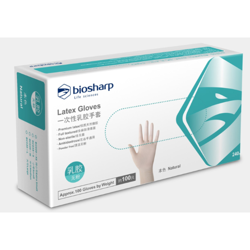 Biosharp白鲨 BC039 一次性 乳胶手套（100只/盒）-S - Biosharp白鲨