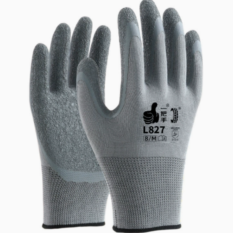 登升 L827 灰-13G涤纶乳胶掌浸起皱8码-8/M