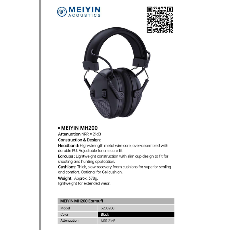 美音声学 MH200 降噪耳罩-头戴式