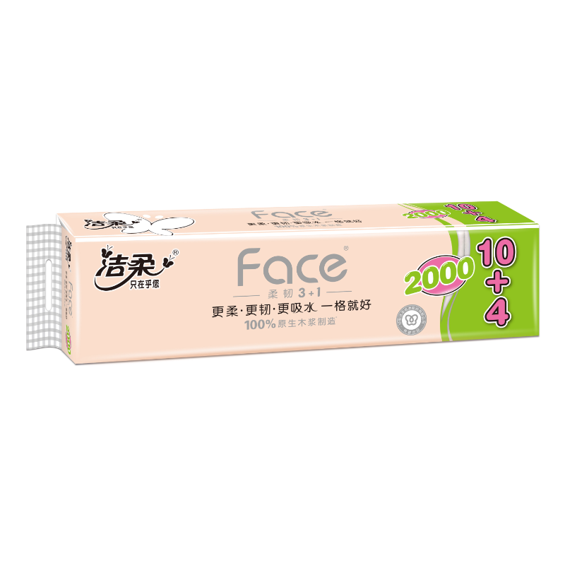 洁柔 PW215-14 卫生纸(Face粉无芯)143g（14卷/提）-4层