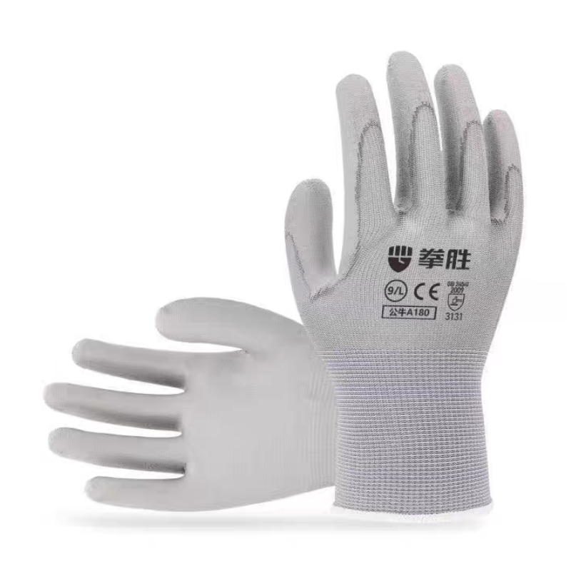 拳胜 A180 13针 彩涤纶 PU 防滑 耐磨 手套-M