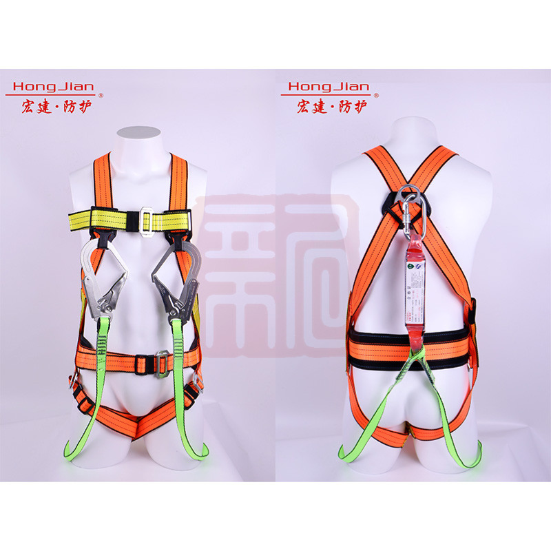宏建 HJQ-01 （欧式缓冲全身式安全带1.8米 镀铬双钩和镀铬环形钩）-均码 - 宏建