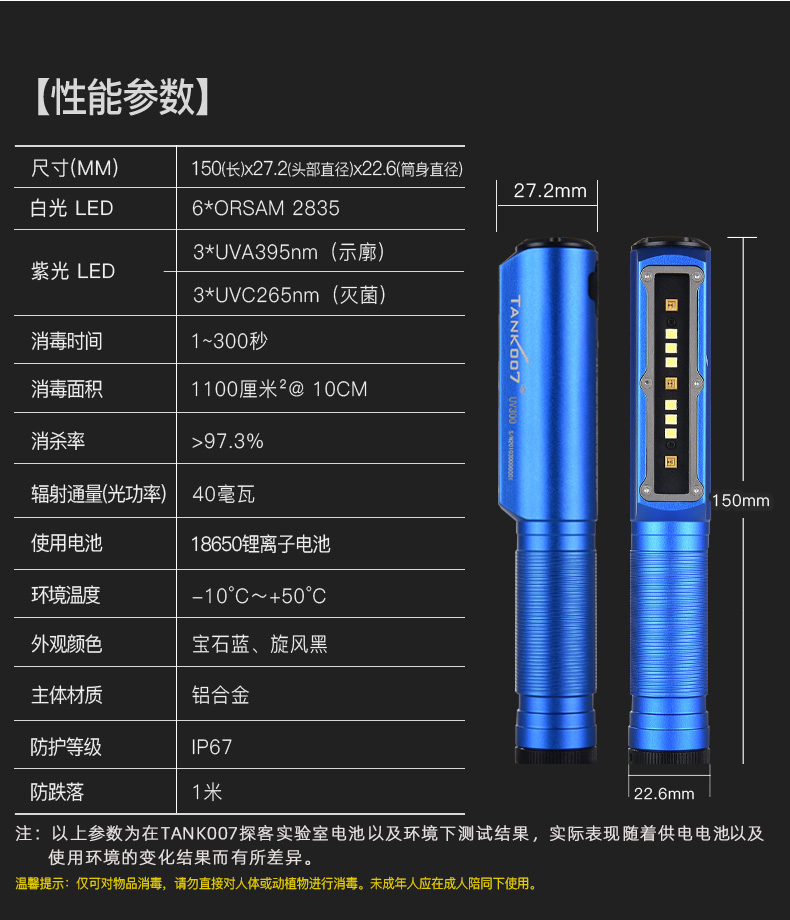 TANK007 UV300 手电-锂电池