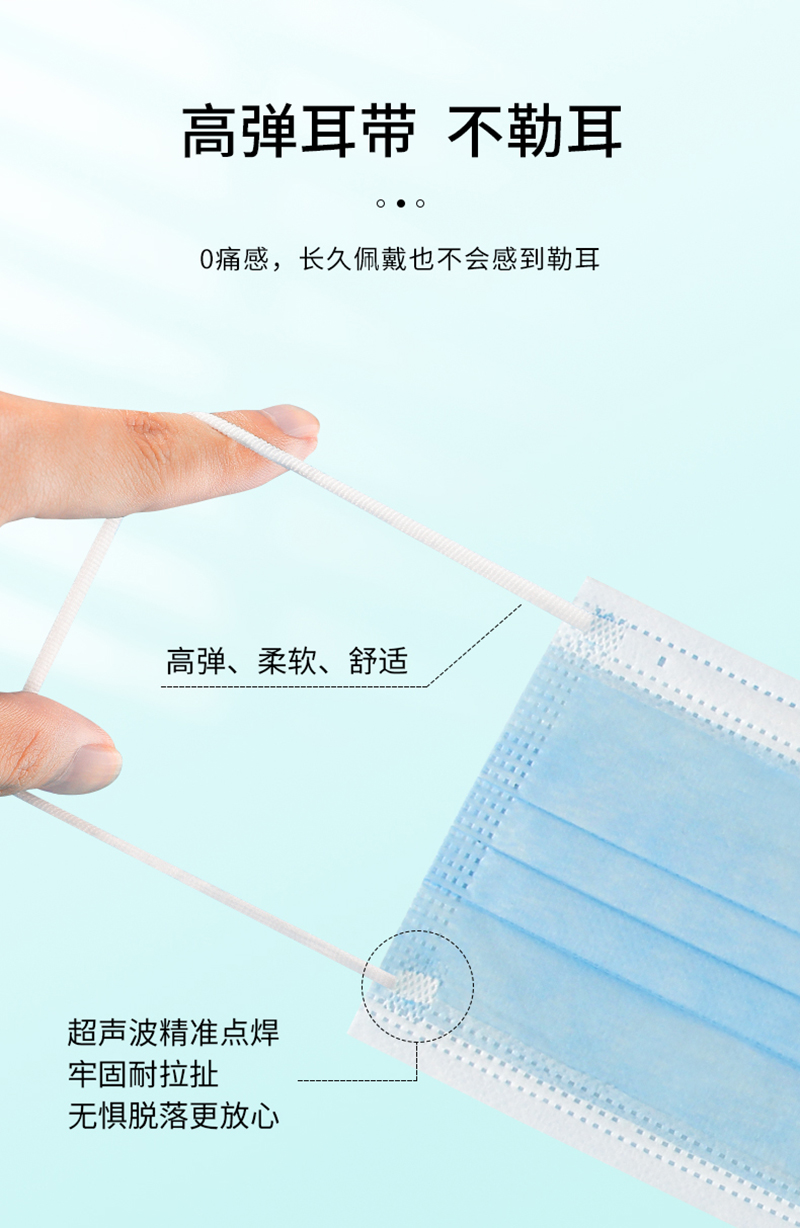 仙万里 WLM2002S 耳挂式非灭菌医用外科口罩 蓝色 单只独立装 1只/袋 50袋/盒-均码