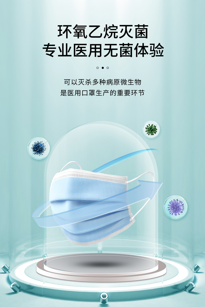 仙万里 WLM2002S 耳挂式医用外科口罩(灭菌级) 蓝色 纸塑袋独立装 1只/袋 50袋/盒-耳戴式