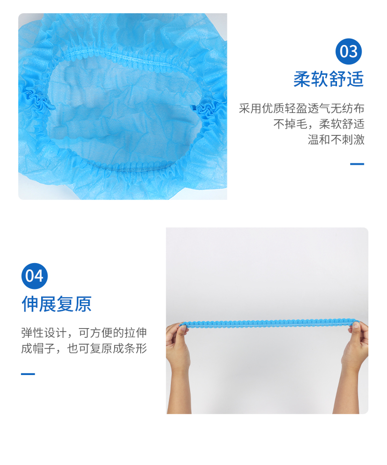 仙万里 WLC1003M 双筋无纺布透气舒适条形帽 白色 18gsm 19英寸 50只/盒-白色