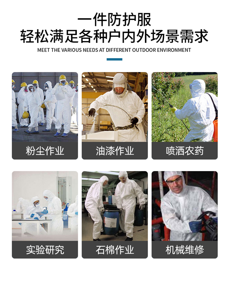 仙万里 WLO3002 透气膜连体带帽化学防护服 55gsm 1件/袋-L