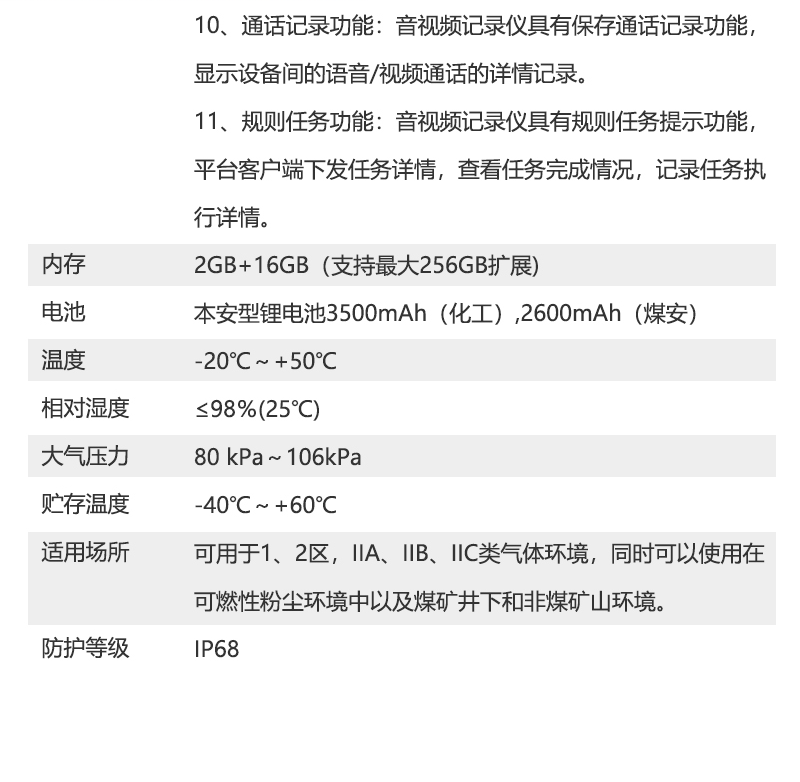 旭信 YHJ3.7(c) 4G防爆执法记录仪 黑色