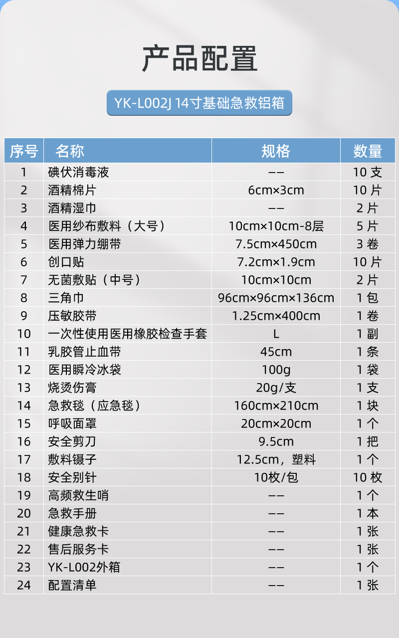 优科先行 YK-L002J 14寸基础急救铝箱-14寸-印字