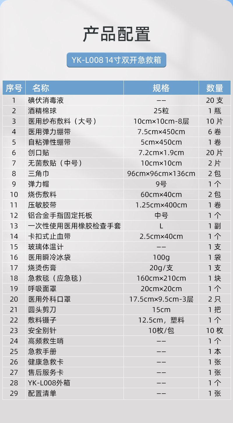 优科先行 YK-L008 14寸双开急救箱-14寸-印字