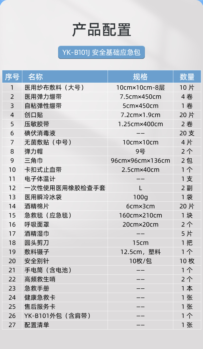 优科先行 YK-B101J 安全基础应急包-医疗包扎