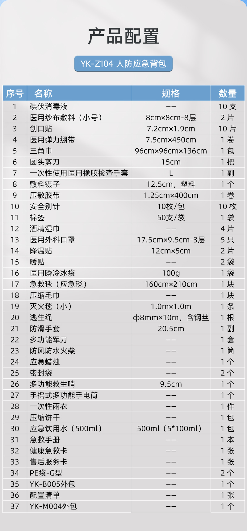 优科先行 YK-Z104 人防应急背包-医疗包扎