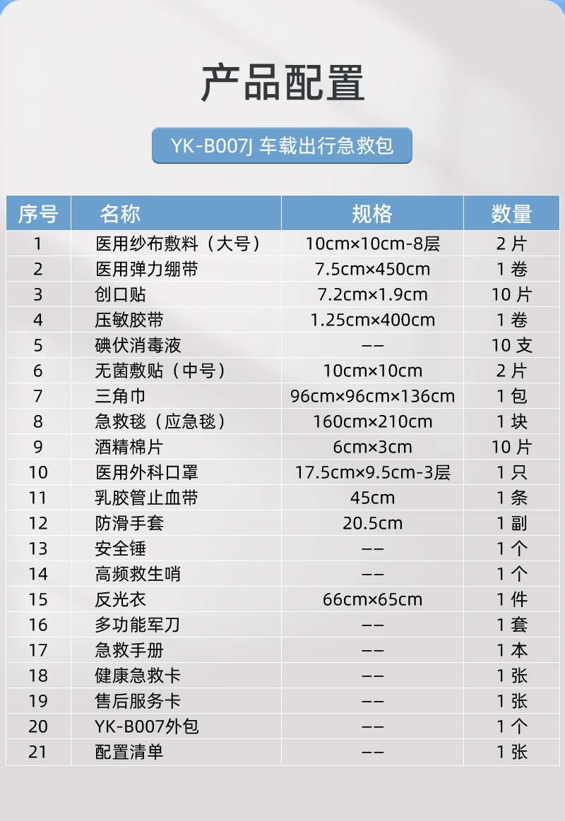 优科先行 YK-B007J 车载出行急救包-医疗包扎