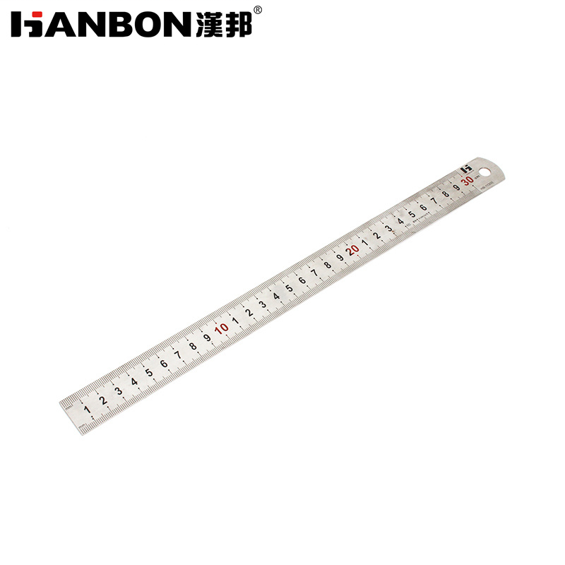 汉邦 11300 专业级亚光凹字套黑钢板尺  刻度清晰  测量准确 