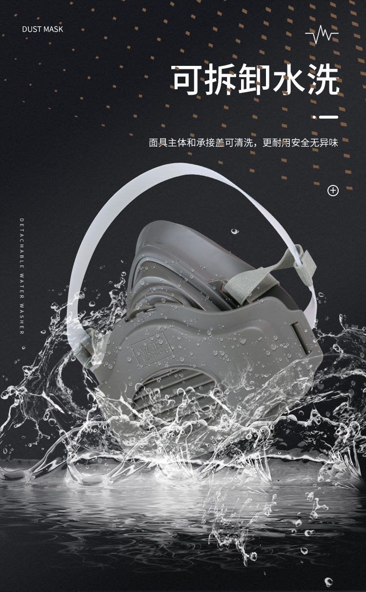 贸正 3200 防尘半面具口罩橡胶面罩 含滤棉1片 灰色 1套-半面具