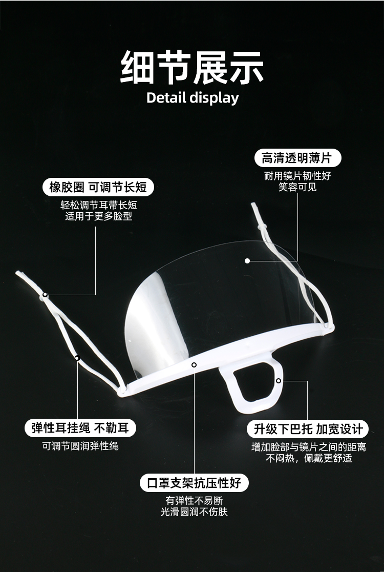 贸正 透明口罩 透明 1只（10只/盒）-半面具