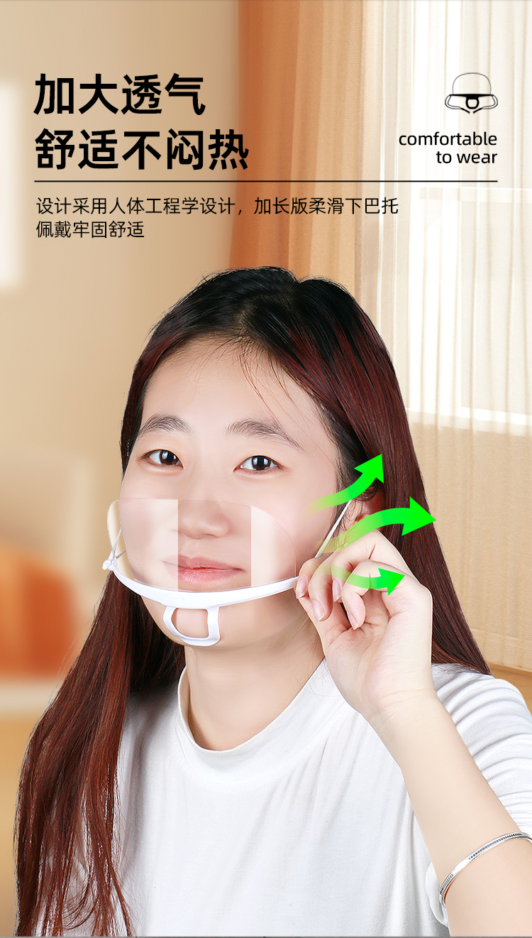 贸正 透明口罩 透明 1只（10只/盒）-半面具
