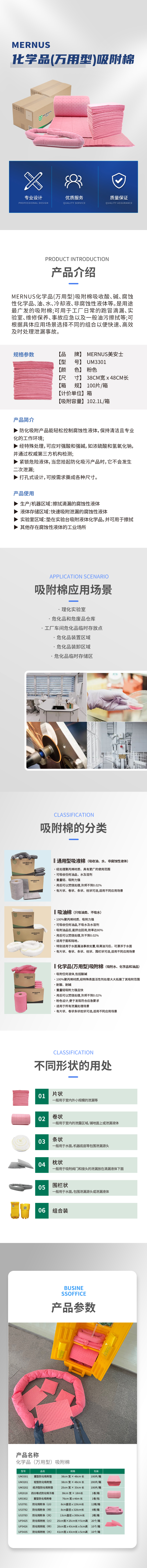 Mernus美安士 UM3301 重型防化吸附垫-粉色