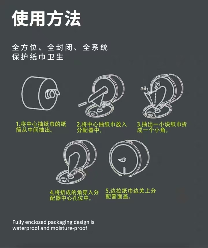 元迪 3208-00 双层中心抽卫生纸 95*200mm1000节/卷 12卷/箱 搭配A5中心盒子节约用纸40%-95*200