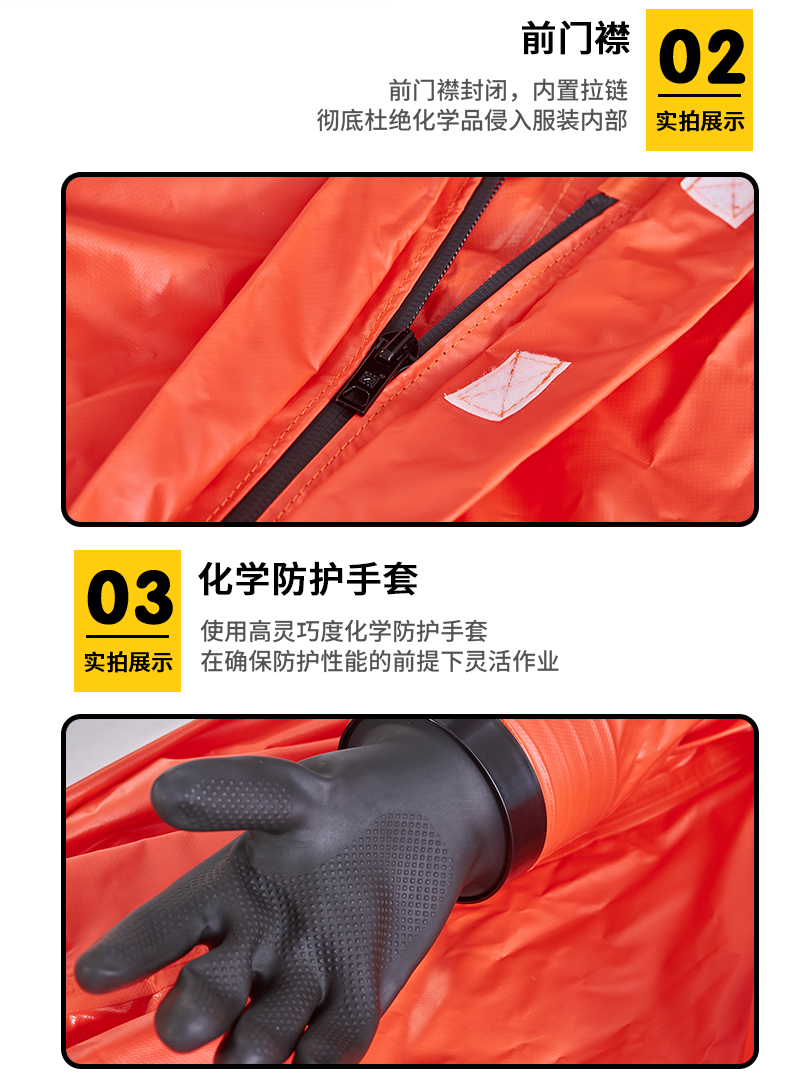 邦召 RHF-ⅡBB 轻型化学防护服 耐酸碱半封闭连体式消防员二级防化服-轻型防化服