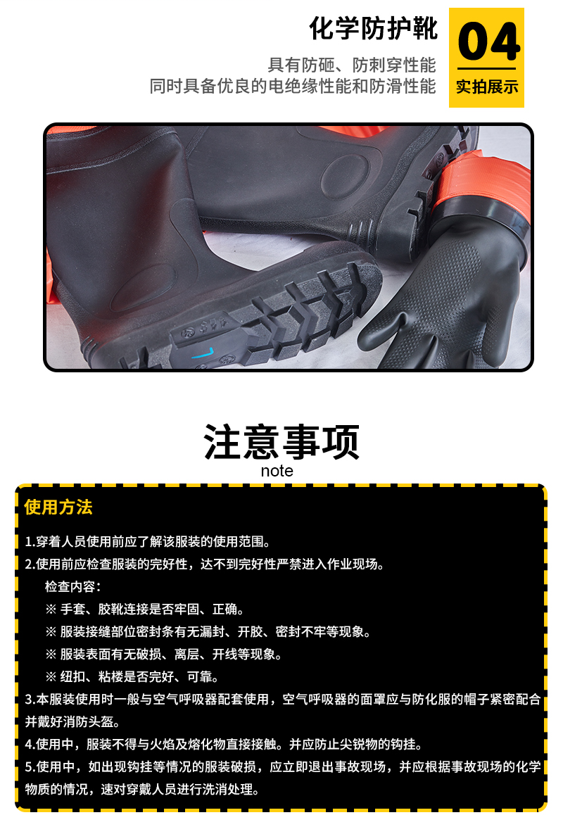 邦召 RHF-ⅡBB 轻型化学防护服 耐酸碱半封闭连体式消防员二级防化服-轻型防化服