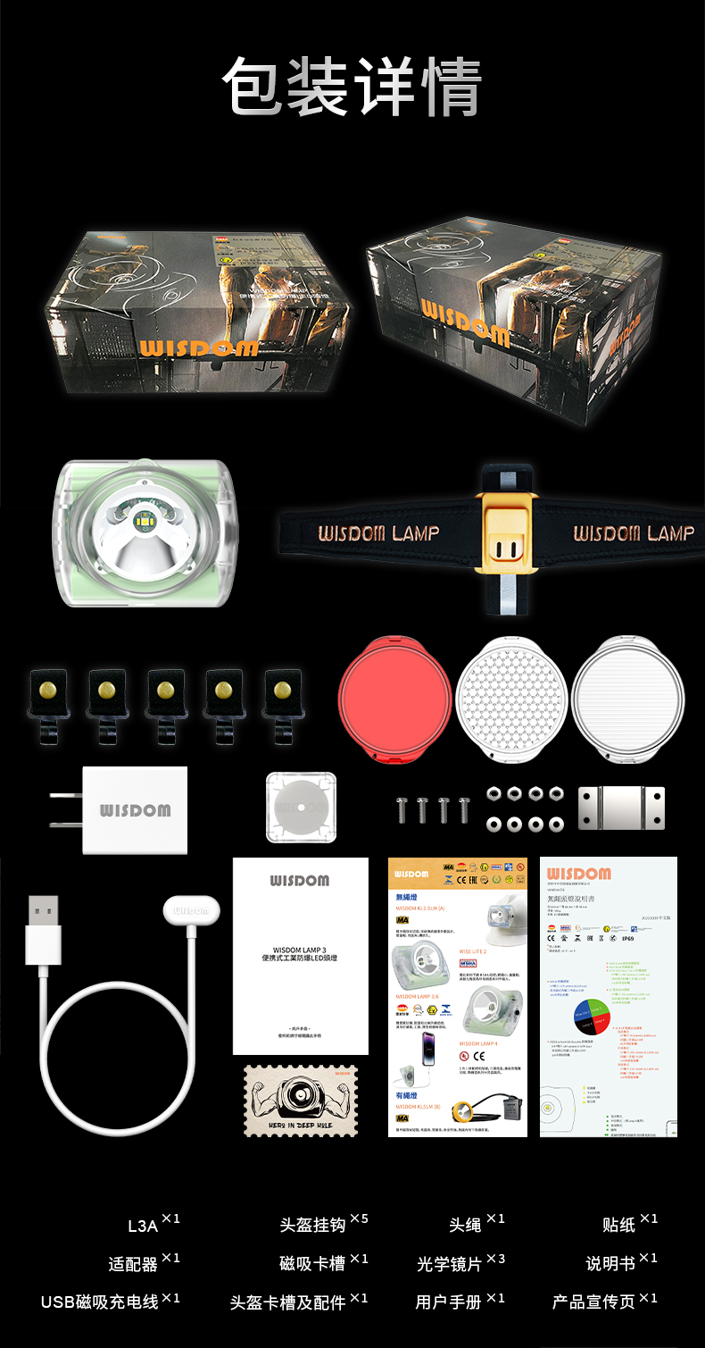 WISDOM WISDOM LAMP 3A L3A 应急救灾国家防爆认证工业照明灯 适用仓库加油站消防巡检-LED