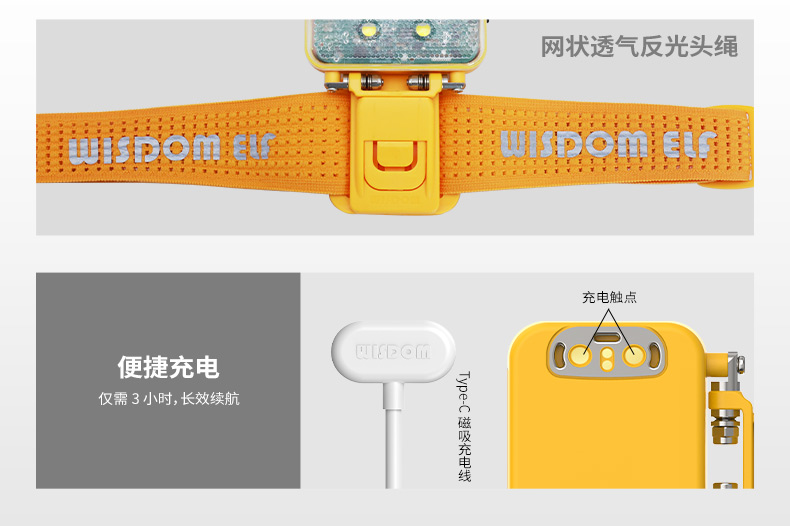 WISDOM WISDOM ELF 超长续航充电 维修户外夜钓防水头戴式工业头灯-否