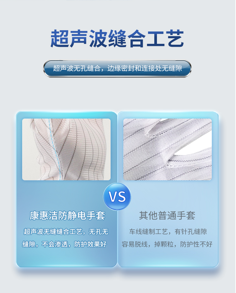 康惠洁 防静电条纹手套 条纹手套 均码 20只 1包-均码