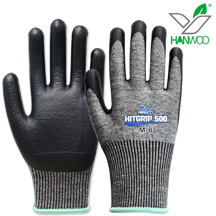 HANWOO 500-S 安全工作手套 高端触感耐用款 触摸屏丁腈涂层 韩国进口材料-7/S - HANWOO