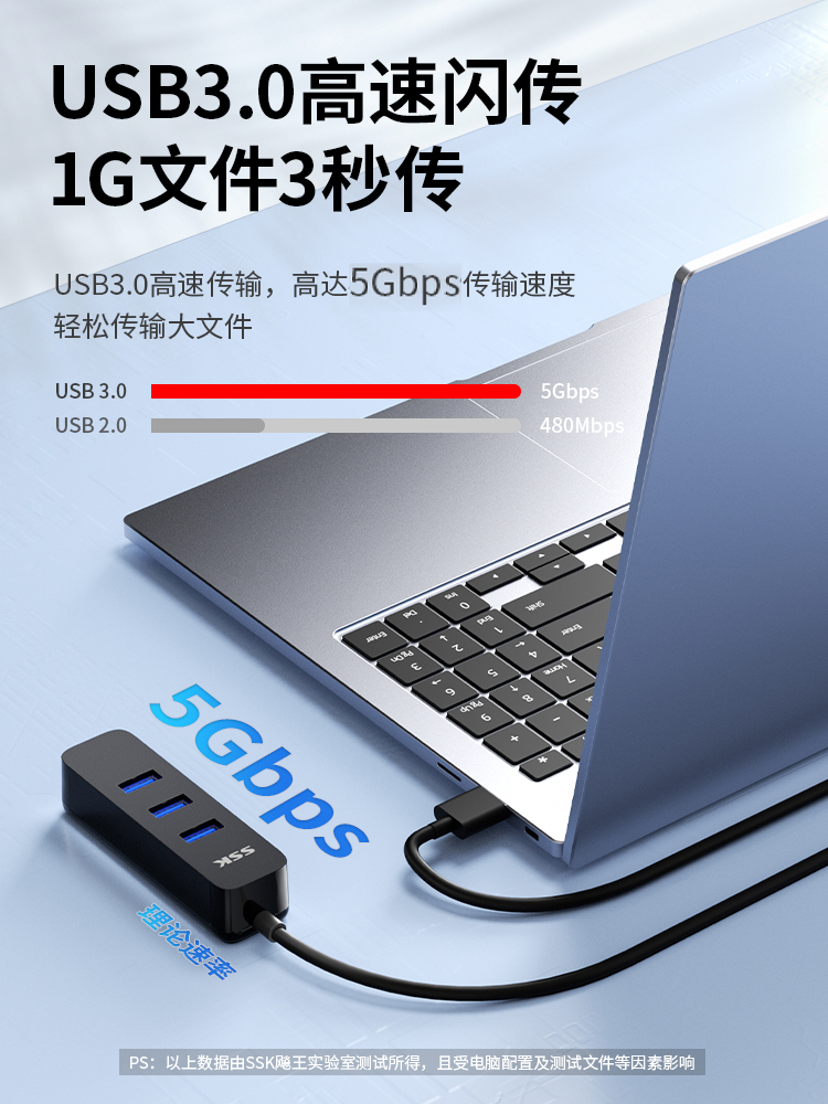 飚王（SSK） HY-SH001 USB3.0转4口HUB 黑色-个