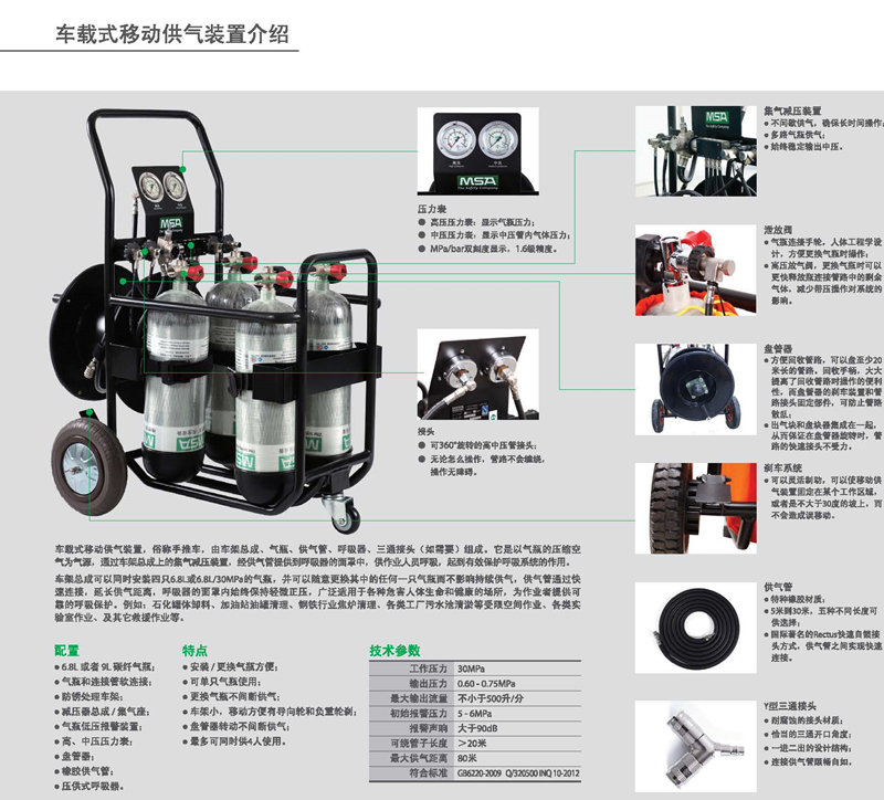 梅思安 10126613 车载式移动供气装置 4*6.8L 2*UE面罩（现改为拆分型号订货询产品专员）(退市)(退市)